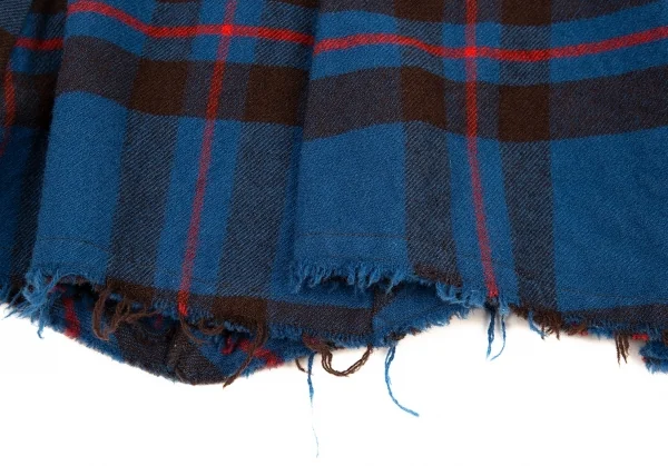 ズッカzucca フランネルチェックバイアスゴアードスカート 青S K-88628_007