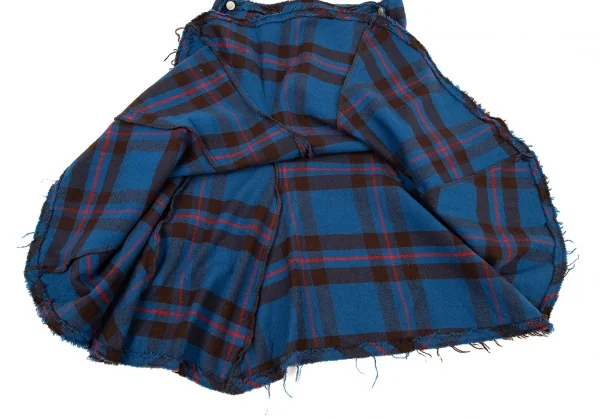ズッカzucca フランネルチェックバイアスゴアードスカート 青S K-88628_008