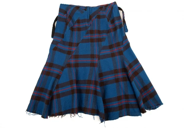 ズッカzucca フランネルチェックバイアスゴアードスカート 青S K-88628_009