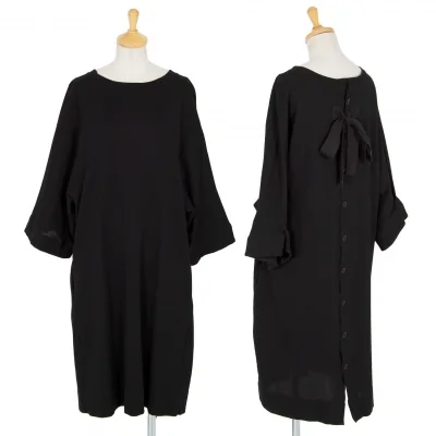 レギュレーション ヨウジヤマモトREGULATION yohji yamamoto コットン鹿の子後ろ開きリボンデザインワンピース