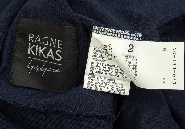 ラグネ キカス ヨウジヤマモトRAGNE KIKAS Yohji Yamamoto コットン天竺タックデザインワンピース 紺2 K-88676_019