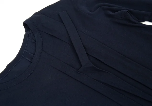 ラグネ キカス ヨウジヤマモトRAGNE KIKAS Yohji Yamamoto コットン天竺タックデザインワンピース 紺2 K-88676_009
