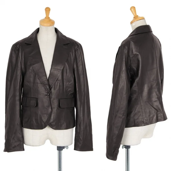 バルマンBALMAIN ラムレザージャケット こげ茶15 K-88691_001