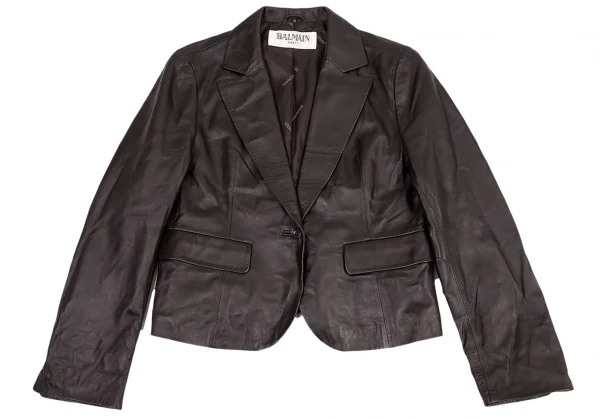 バルマンBALMAIN ラムレザージャケット こげ茶15 K-88691_002
