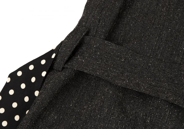 ヨウジヤマモト プールオムYohji Yamamoto POUR HOMME ドット切替デザインストライプフードロングコート 黒4 K-88740_015