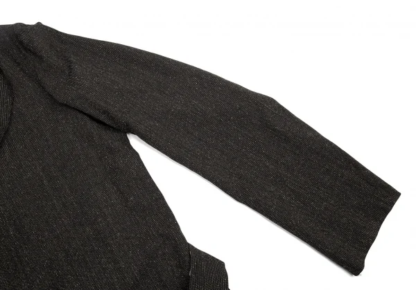 ヨウジヤマモト プールオムYohji Yamamoto POUR HOMME ドット切替デザインストライプフードロングコート 黒4 K-88740_006