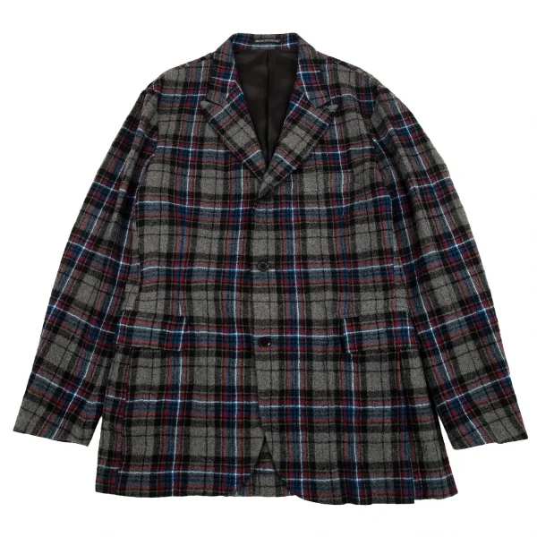 ジャケット・アウター Yohji Yamamoto POUR HOMME PLEATS JACKET Yohji Yamamoto POUR HOMME Pleats Wool Jacket Grey,Grey 3 (K-88757)