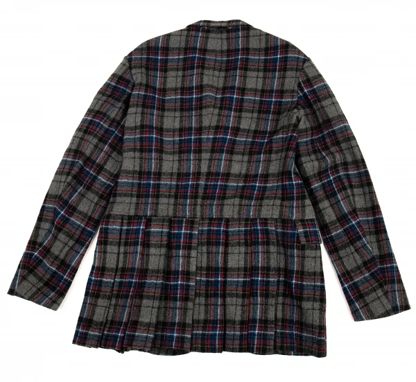 Yohji Yamamoto POUR HOMME Pleats Wool Jacket Grey,Grey 3 (K-88757)