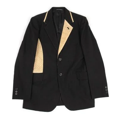 ヨウジヤマモト プールオムYohji Yamamoto POUR HOMME 仮縫いデザインコットンリネンジャケット 黒