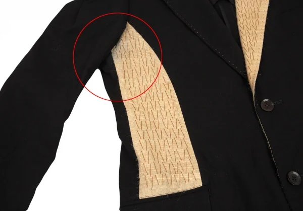 ヨウジヤマモト プールオムYohji Yamamoto POUR HOMME 仮縫いデザインコットンリネンジャケット 黒4 K-88765_005