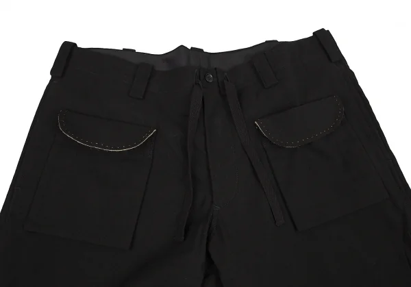 ヨウジヤマモト プールオムYohji Yamamoto POUR HOMME 仮縫いデザインコットンリネンパンツ 黒4 K-88766_002