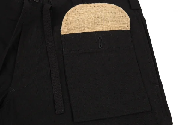ヨウジヤマモト プールオムYohji Yamamoto POUR HOMME 仮縫いデザインコットンリネンパンツ 黒4 K-88766_004
