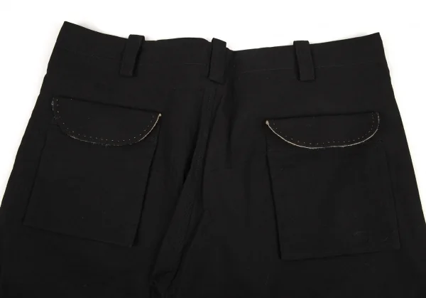 ヨウジヤマモト プールオムYohji Yamamoto POUR HOMME 仮縫いデザインコットンリネンパンツ 黒4 K-88766_011