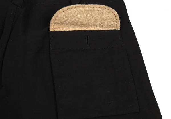 ヨウジヤマモト プールオムYohji Yamamoto POUR HOMME 仮縫いデザインコットンリネンパンツ 黒4 K-88766_012