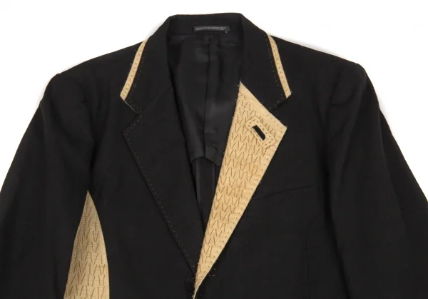 ヨウジヤマモト プールオムYohji Yamamoto POUR HOMME 仮縫いデザインコットンリネンセットアップスーツ 黒4 K-88767_003