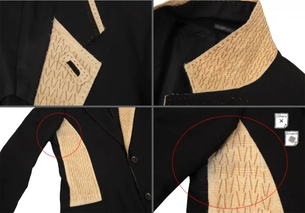 ヨウジヤマモト プールオムYohji Yamamoto POUR HOMME 仮縫いデザインコットンリネンセットアップスーツ 黒4 K-88767_004