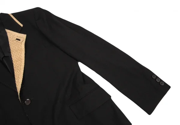 ヨウジヤマモト プールオムYohji Yamamoto POUR HOMME 仮縫いデザインコットンリネンセットアップスーツ 黒4 K-88767_005