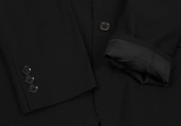 ヨウジヤマモト プールオムYohji Yamamoto POUR HOMME 仮縫いデザインコットンリネンセットアップスーツ 黒4 K-88767_006