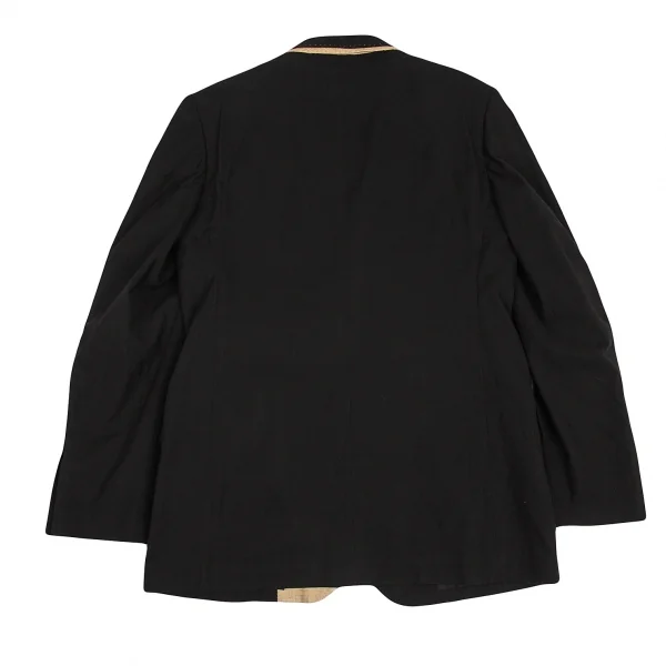ヨウジヤマモト プールオムYohji Yamamoto POUR HOMME 仮縫いデザインコットンリネンセットアップスーツ 黒4 K-88767_009