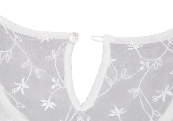 トリココムデギャルソンtricot COMME des GARCONS エンブロイダリーシフォンティアードノースリーブ 白S K-88810_011