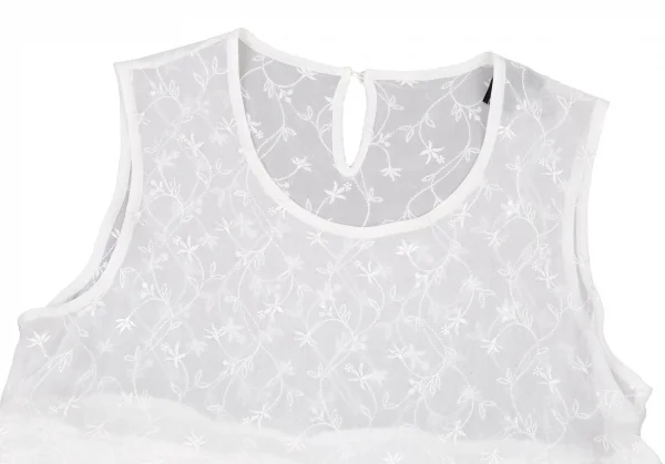 トリココムデギャルソンtricot COMME des GARCONS エンブロイダリーシフォンティアードノースリーブ 白S K-88810_003