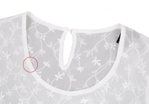 トリココムデギャルソンtricot COMME des GARCONS エンブロイダリーシフォンティアードノースリーブ 白S K-88810_004