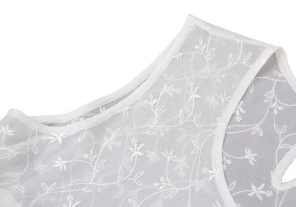 トリココムデギャルソンtricot COMME des GARCONS エンブロイダリーシフォンティアードノースリーブ 白S K-88810_006