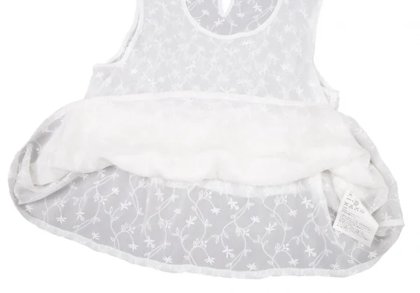 トリココムデギャルソンtricot COMME des GARCONS エンブロイダリーシフォンティアードノースリーブ 白S K-88810_009