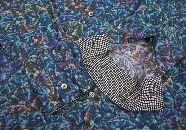 ポールスミスPaul Smith COLECTION グラフィックプリントシャツ 青マルチL K-88815_007