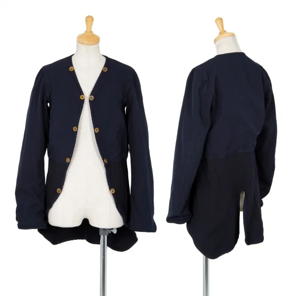 コムコム コムデギャルソンCOMME des GARCONS ポリ製品染めノーカラーライナージャケット 紺S K-88841_001