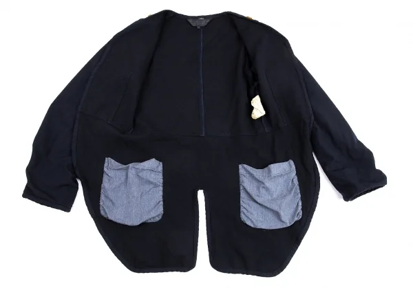 コムコム コムデギャルソンCOMME des GARCONS ポリ製品染めノーカラーライナージャケット 紺S K-88841_010
