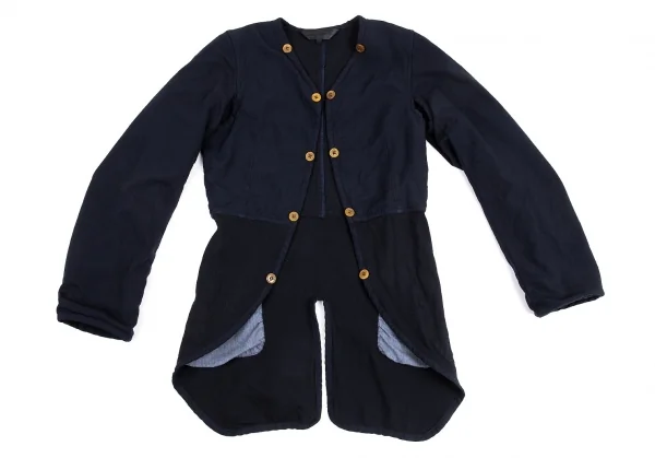 コムコム コムデギャルソンCOMME des GARCONS ポリ製品染めノーカラーライナージャケット 紺S K-88841_002