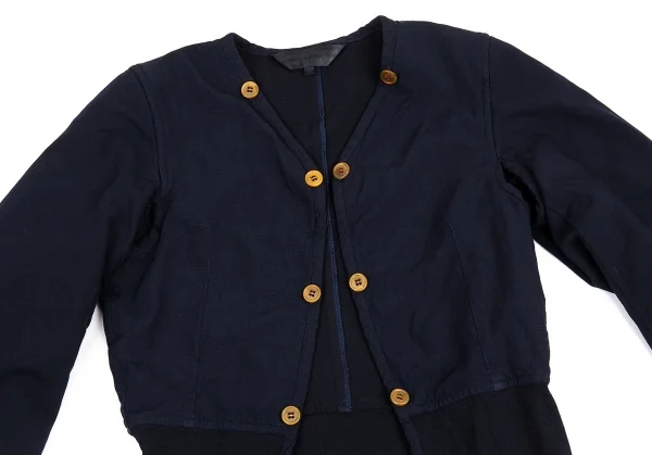 コムコム コムデギャルソンCOMME des GARCONS ポリ製品染めノーカラーライナージャケット 紺S K-88841_003