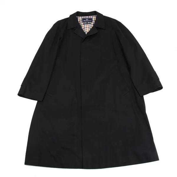 アクアスキュータムAquascutum 裏チェックステンカラーコート 黒44R K-88848_001