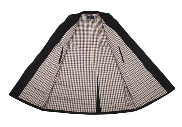 アクアスキュータムAquascutum 裏チェックステンカラーコート 黒44R K-88848_011