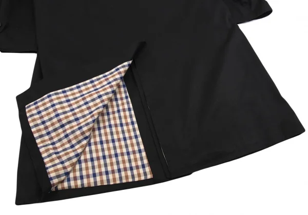 アクアスキュータムAquascutum 裏チェックステンカラーコート 黒44R K-88848_013