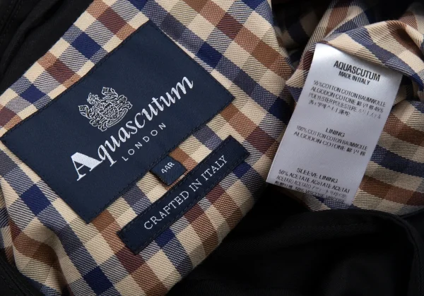 アクアスキュータムAquascutum 裏チェックステンカラーコート 黒44R K-88848_015
