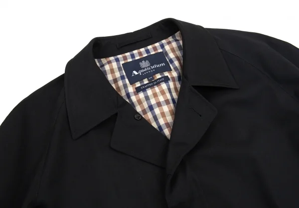 アクアスキュータムAquascutum 裏チェックステンカラーコート 黒44R K-88848_003