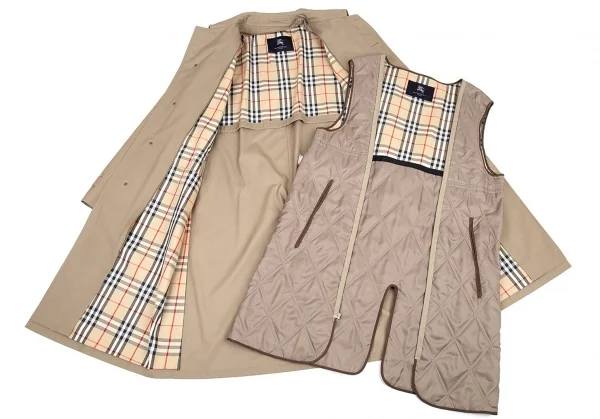 バーバリーBURBERRY LONDON 中綿ライナー裏ノバチェックステンカラーコート モカ42 K-88849_013