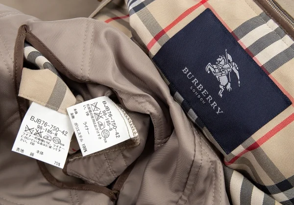 バーバリーBURBERRY LONDON 中綿ライナー裏ノバチェックステンカラーコート モカ42 K-88849_018