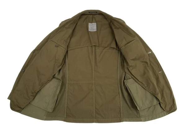 ヨウジヤマモト プールオムYohji Yamamoto POUR HOMME 製品染め異素材切替キュビズムジャケット カーキ4 K-88859_010