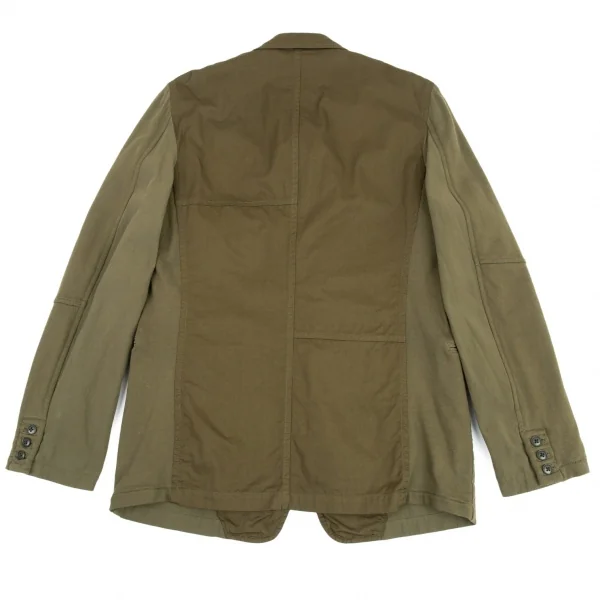ヨウジヤマモト プールオムYohji Yamamoto POUR HOMME 製品染め異素材切替キュビズムジャケット カーキ4 K-88859_011