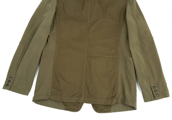 ヨウジヤマモト プールオムYohji Yamamoto POUR HOMME 製品染め異素材切替キュビズムジャケット カーキ4 K-88859_012