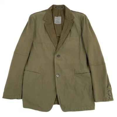 ヨウジヤマモト プールオムYohji Yamamoto POUR HOMME 製品染め異素材切替キュビズムジャケット