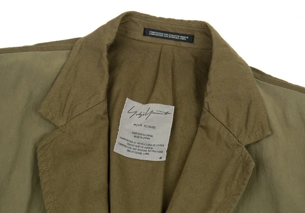 ヨウジヤマモト プールオムYohji Yamamoto POUR HOMME 製品染め異素材切替キュビズムジャケット カーキ4 K-88859_003