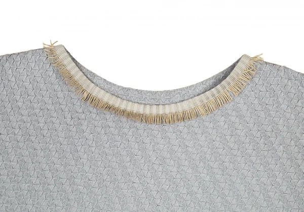 イッセイミヤケISSEY MIYAKE フリンジボートネックトップス グレー2 K-88908_003