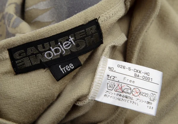 ジャンポールゴルチエ オムオブジェJean Paul GAULTIER HOMME objet アクリルウールバックプリントニットソー ライトカーキfree K-89055_013