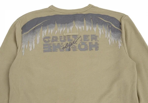 ジャンポールゴルチエ オムオブジェJean Paul GAULTIER HOMME objet アクリルウールバックプリントニットソー ライトカーキfree K-89055_002