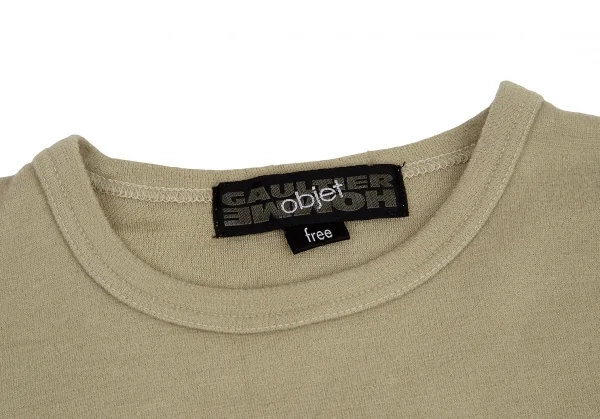 ジャンポールゴルチエ オムオブジェJean Paul GAULTIER HOMME objet アクリルウールバックプリントニットソー ライトカーキfree K-89055_007