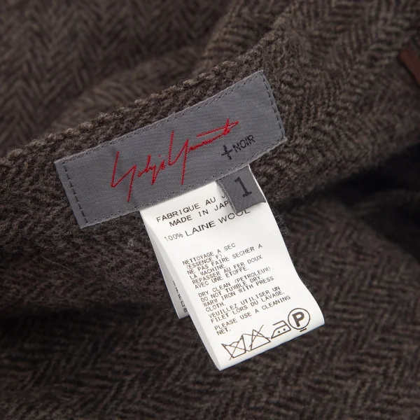 ヨウジヤマモト ノアールYohji Yamamoto NOIR ウールヘリンボーンラップスカート モカグレー1 K-89064_012